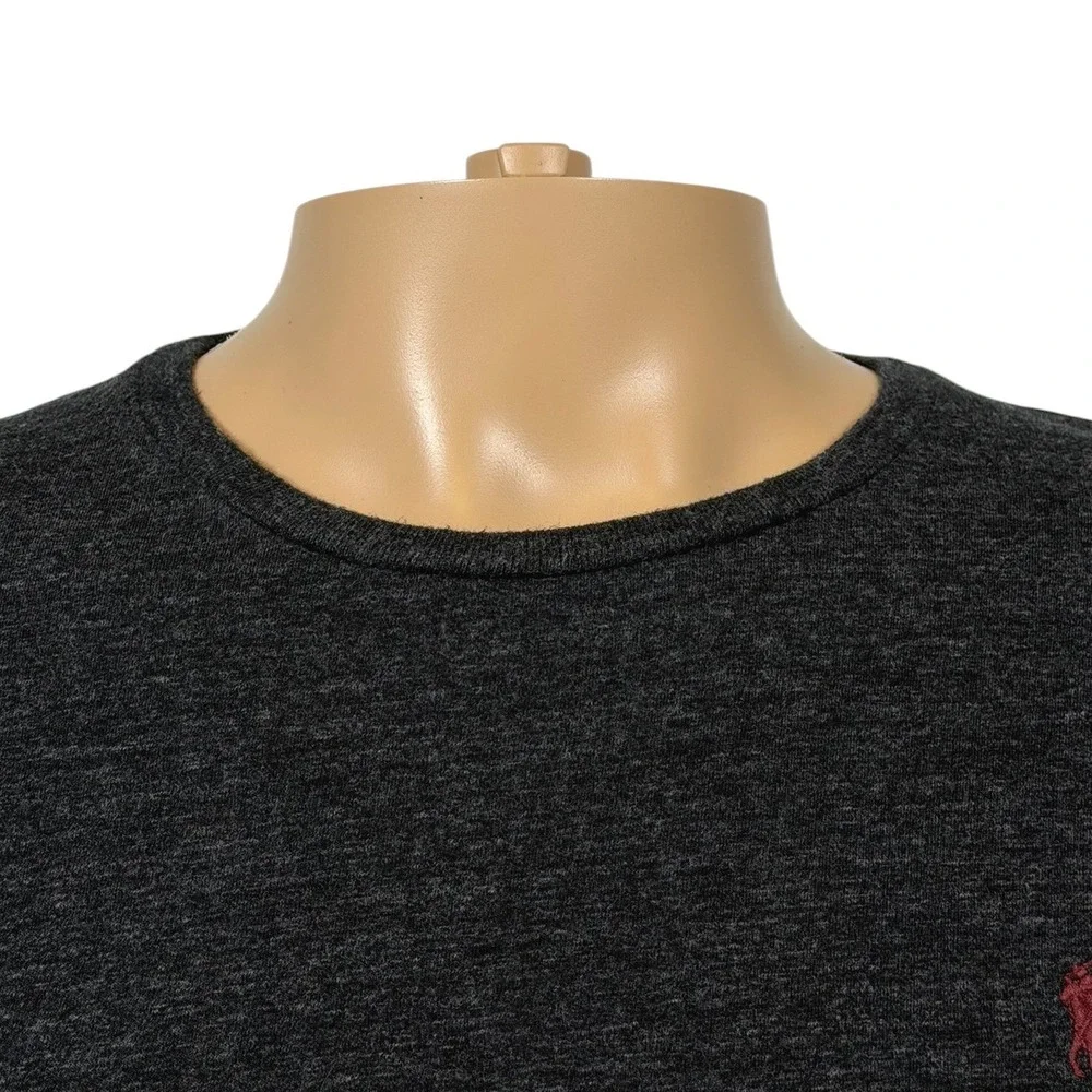 Polo Ralph Lauren Mens Custom Slim Fit Long Sleeve Tee Charcoal Grey Large